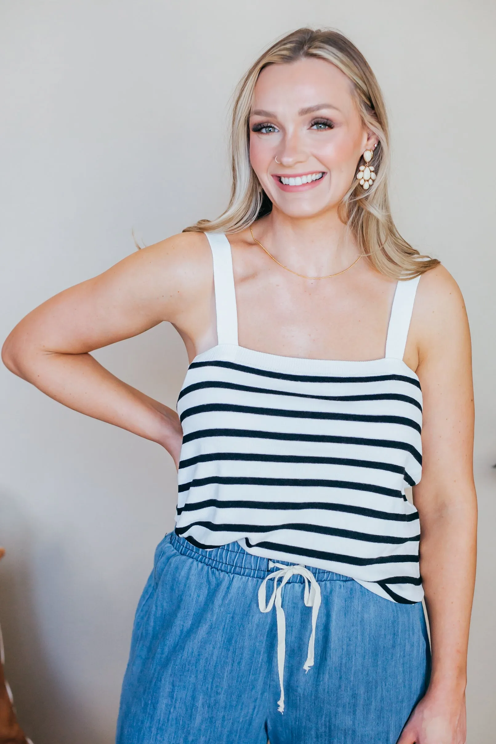 Cait Striped Knit Tank Top