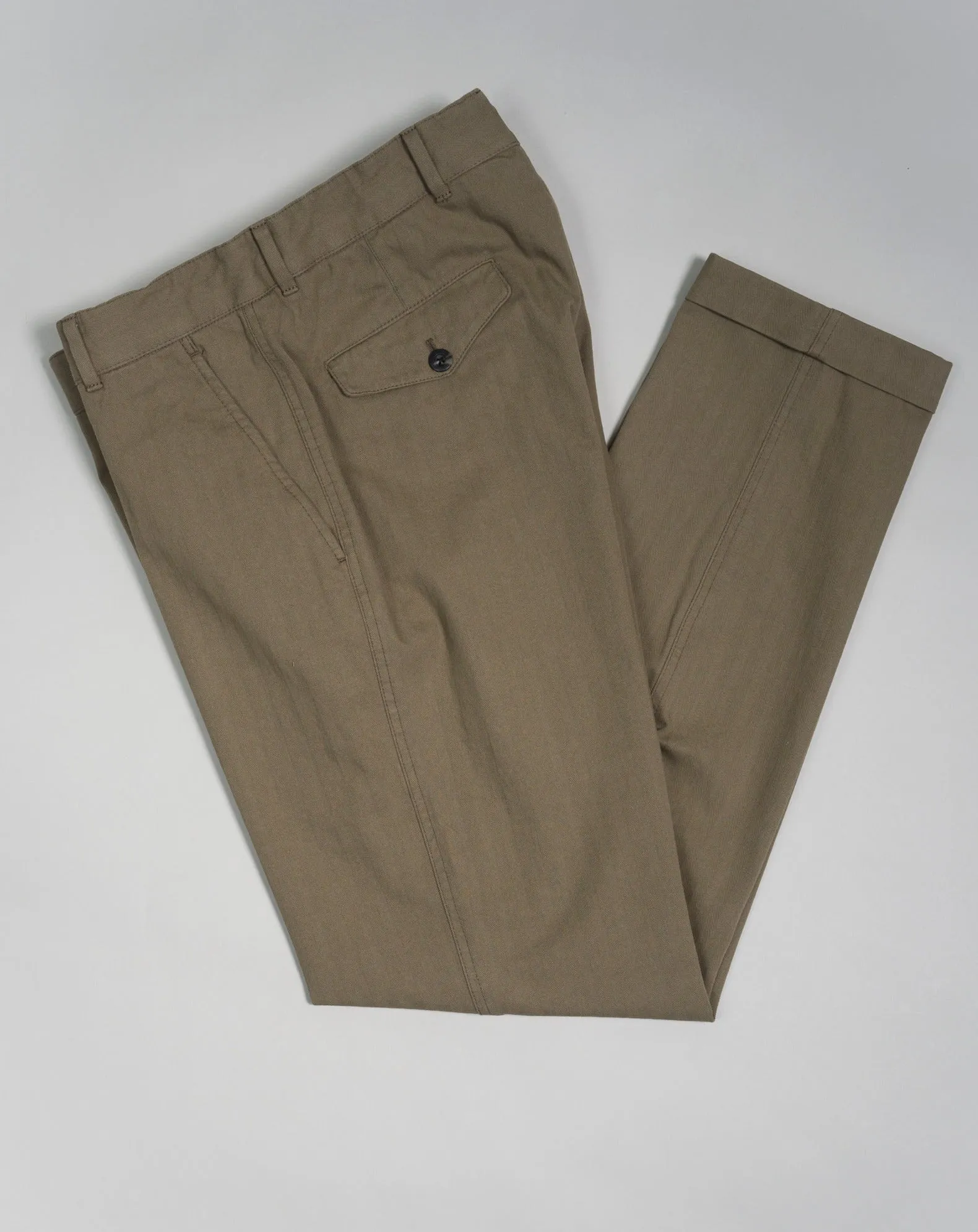 Caruso Herringbone Cotton Trousers / Khaki