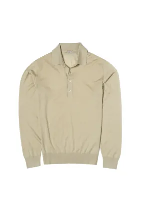 Caruso MA36 Beige Cashmere Silk Long Sleeve Polo