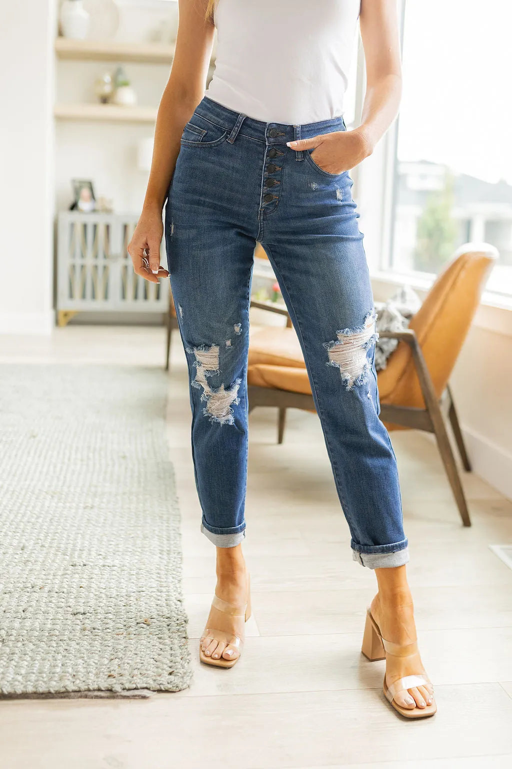 Colt High Rise Button Fly Distressed Boyfriend Jeans-- Use the code SPRINGJB for 20% off!