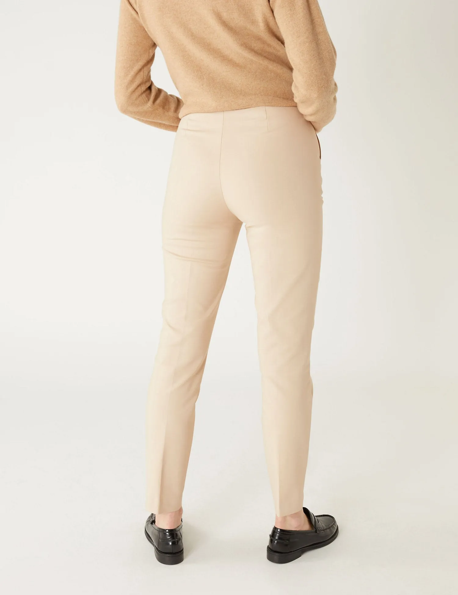 Cotton Blend Slim Fit Ankle Grazer Trousers