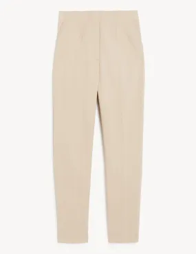 Cotton Blend Slim Fit Ankle Grazer Trousers