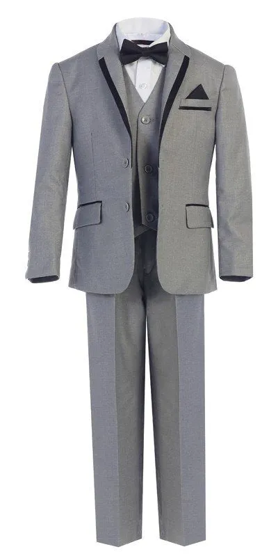 D - Boys Executive 7PC Grey Tuxedo Suit