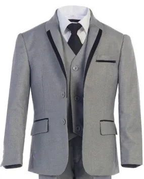 D - Boys Executive 7PC Grey Tuxedo Suit