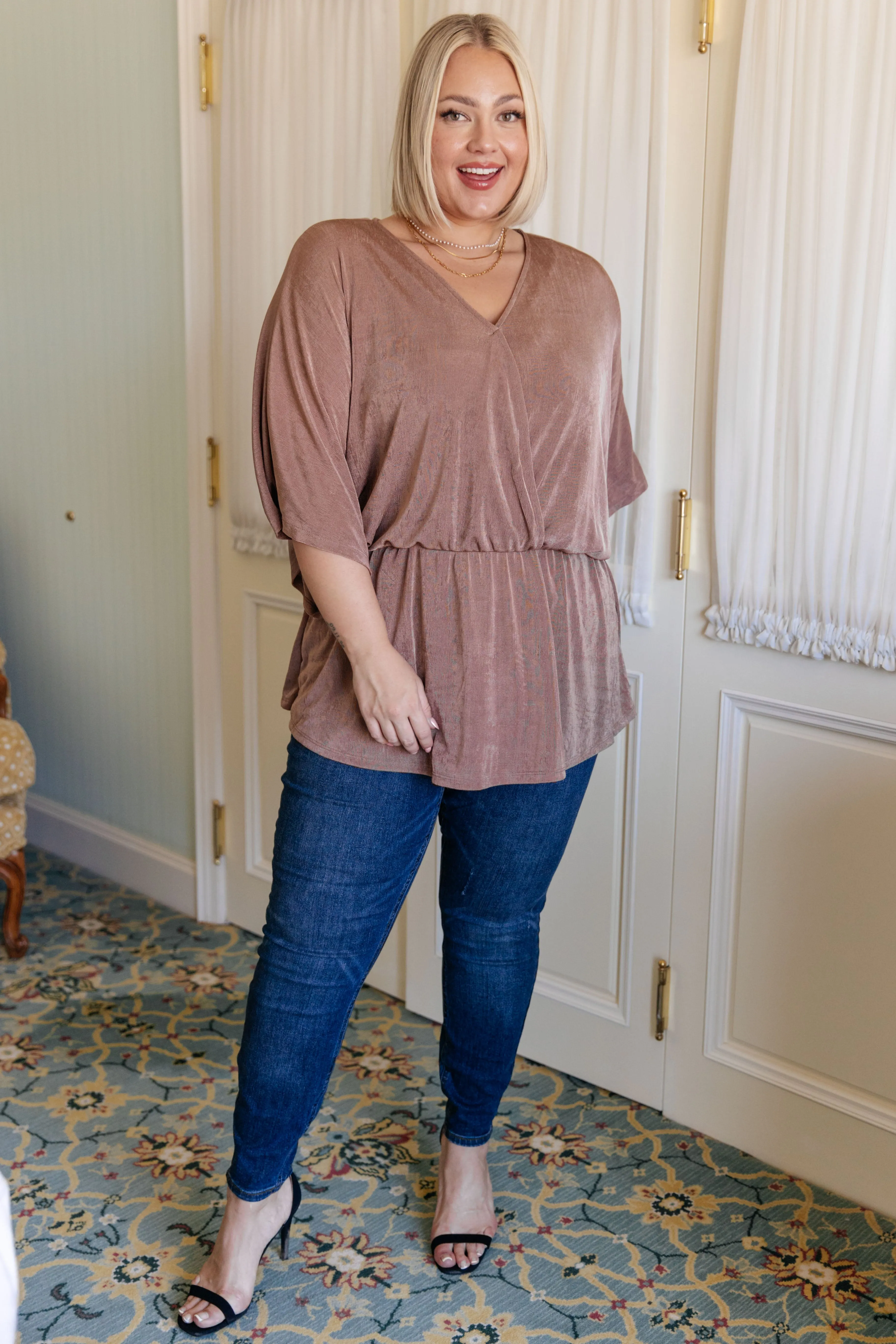 Dazzlingly Draped V-Neck Blouse- USE CODE SPRING24 for 40% OFF!!!!