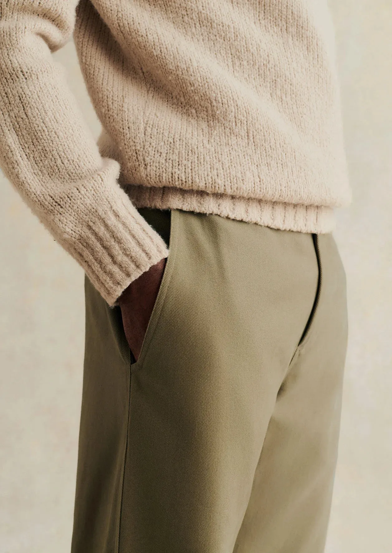 High-Quality De Bonne Facture Khaki Balloon Trousers Made with Heavy Cotton Drill