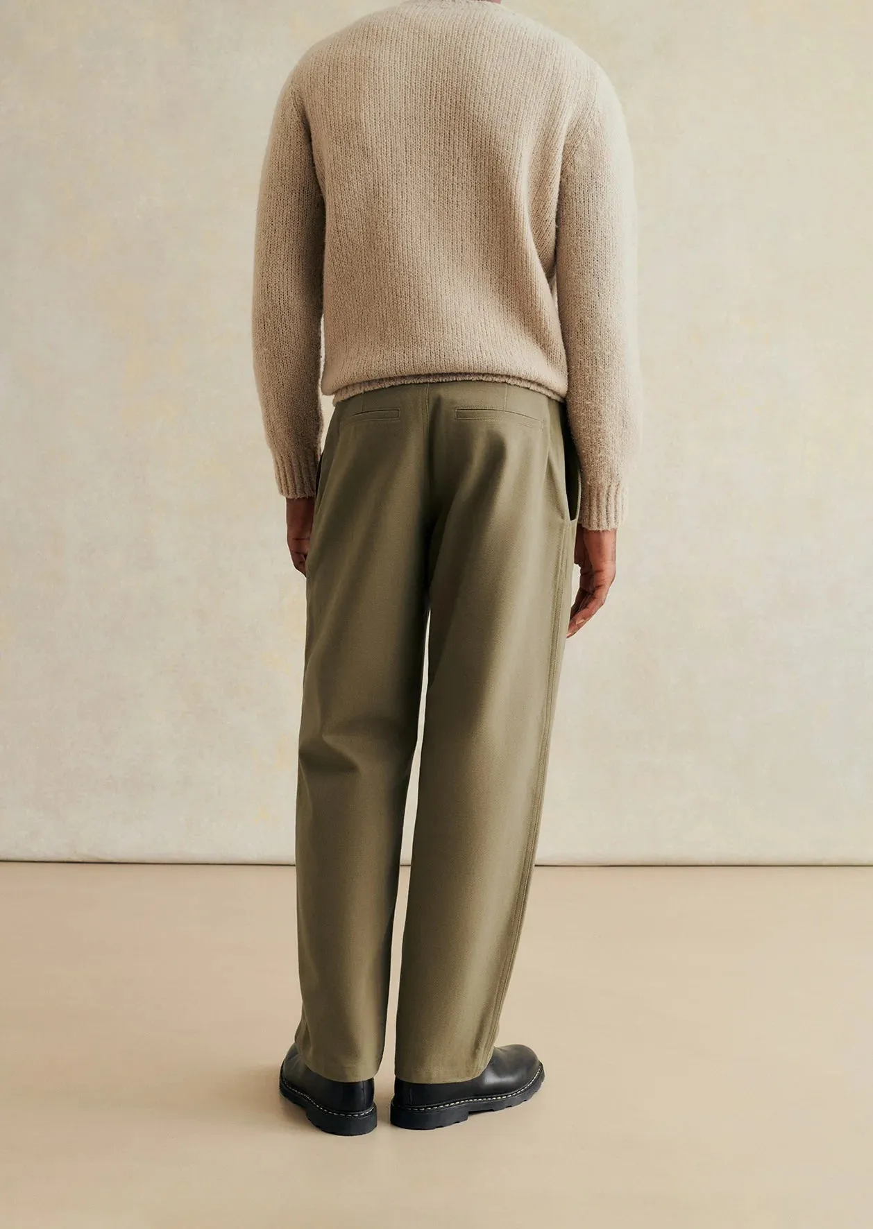 High-Quality De Bonne Facture Khaki Balloon Trousers Made with Heavy Cotton Drill