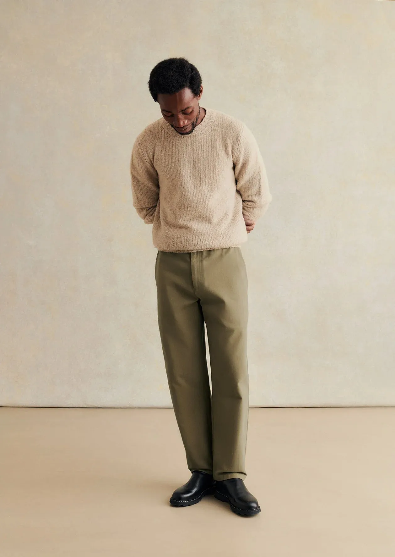 High-Quality De Bonne Facture Khaki Balloon Trousers Made with Heavy Cotton Drill