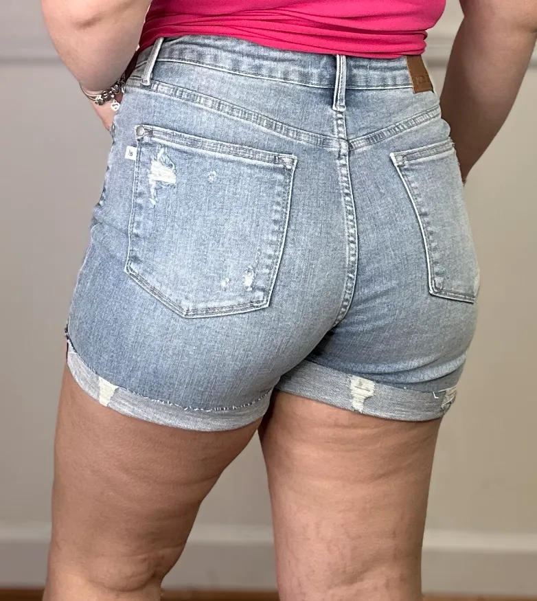 Ellie Destroyed Cuffed Cut Off Judy Blue Shorts