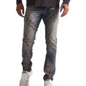 Sure, here is an optimized title for your e-commerce product:

Stylish NYC Dunn Dark Blue Denim Jeans with Distressed Detailing (001)