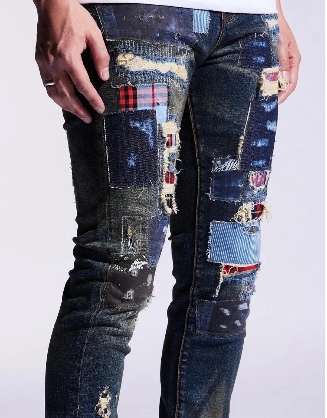 Embellish NYC Silas Blue Patchwork Jeans (108)