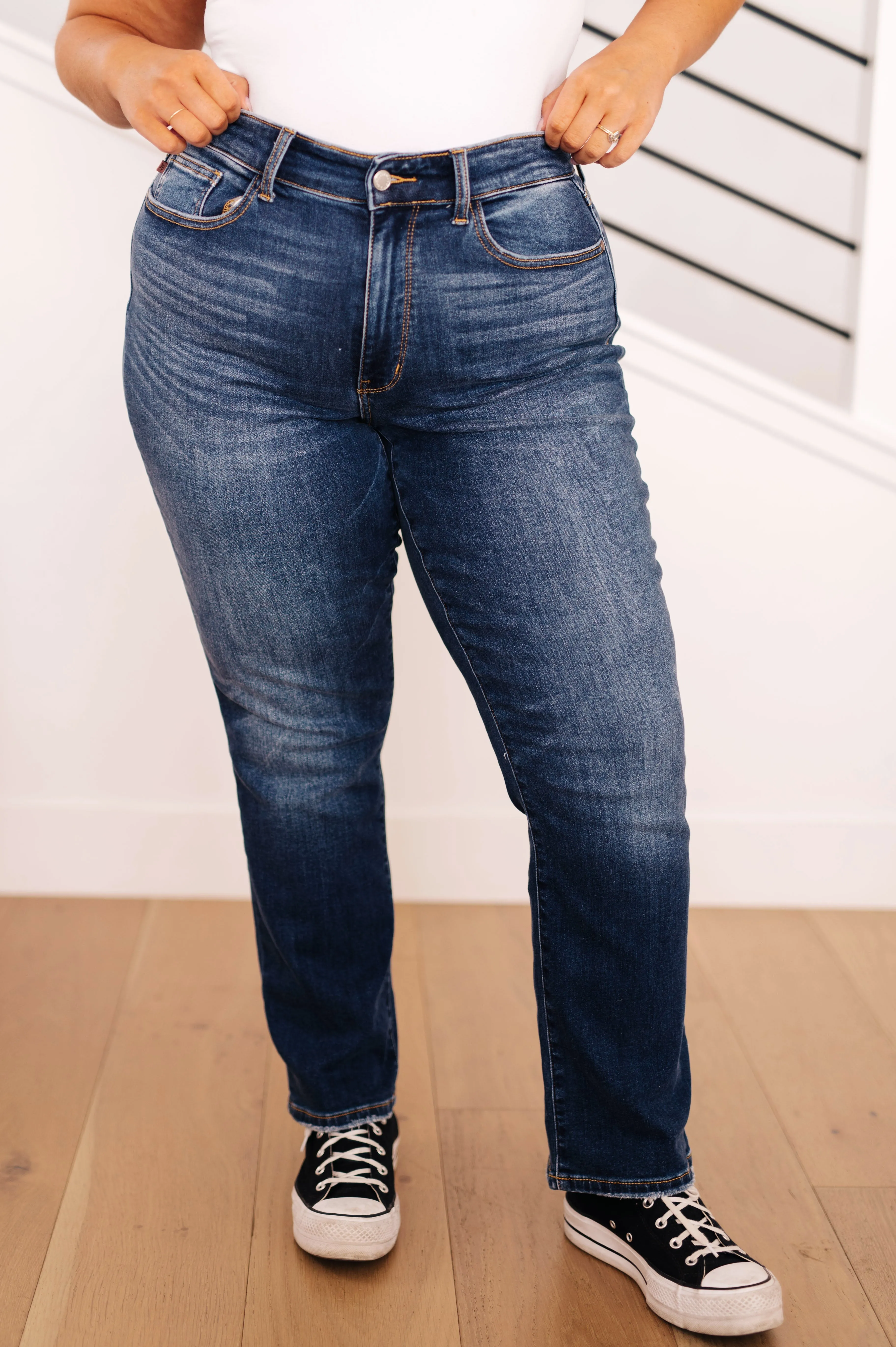 Estelle High Waist Thermal Straight Jeans