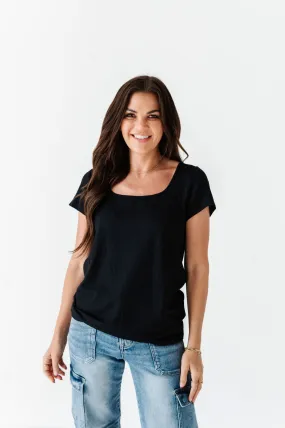 Everleigh Ribbed Top in Black