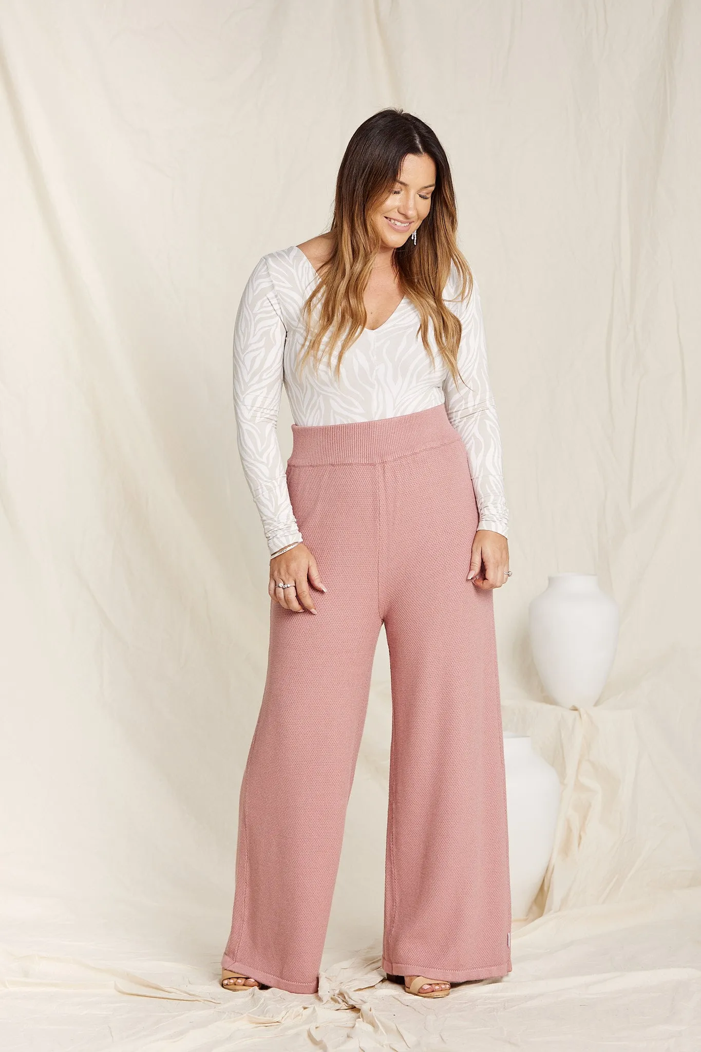 Fleur Pants - Rose Knitted Bamboo