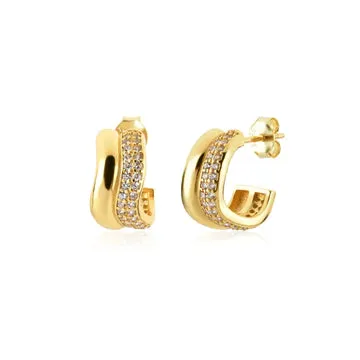 Glamor Huggie Earrings in 14k Gold over Sterling Silver