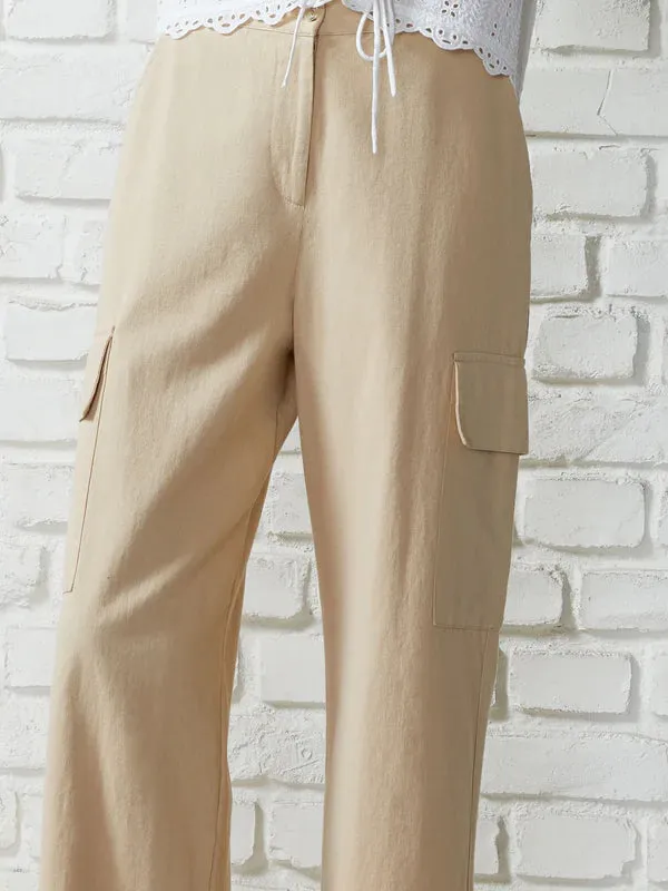 Great Plains Utility Cotton Trousers-Sand-J4WAE