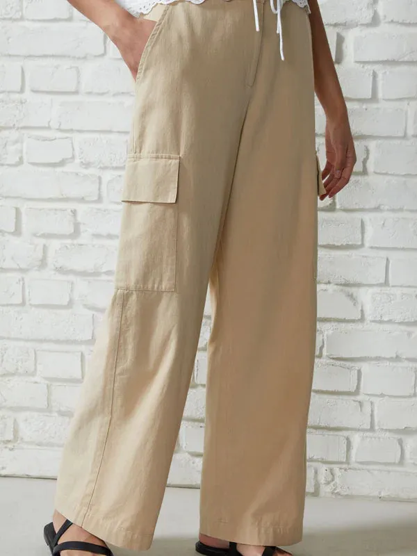 Great Plains Utility Cotton Trousers-Sand-J4WAE