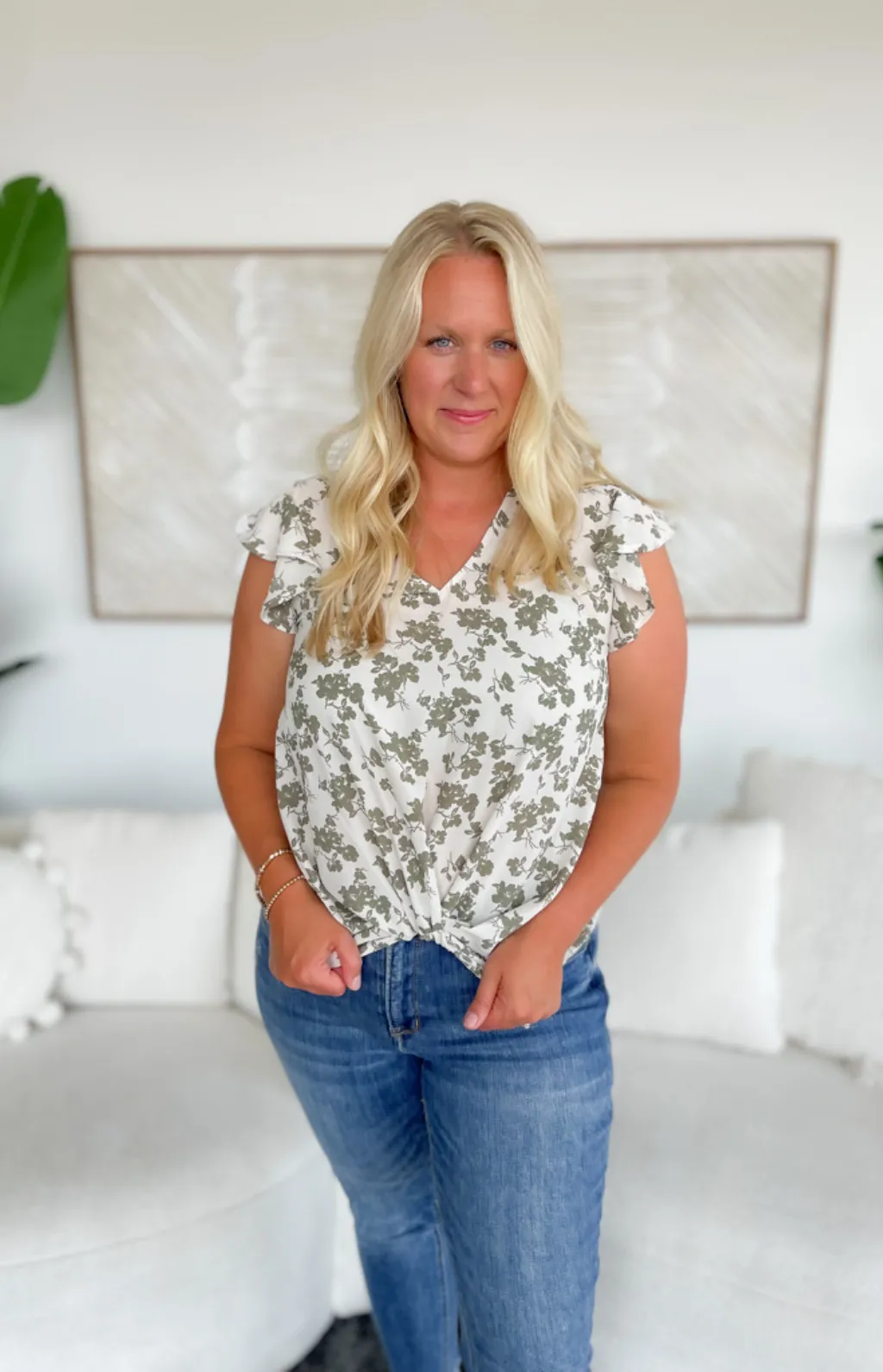 Holland Ivory/Green Floral Top