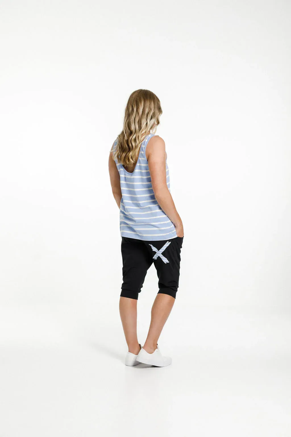 Home-Lee Heather Singlet - Cerulean Stripes