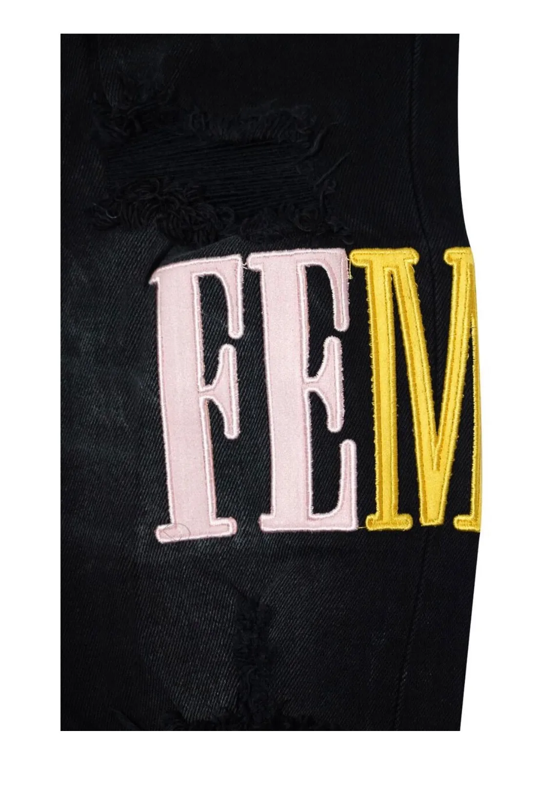 Homme Femme Multi Letterman Jeans (Black)