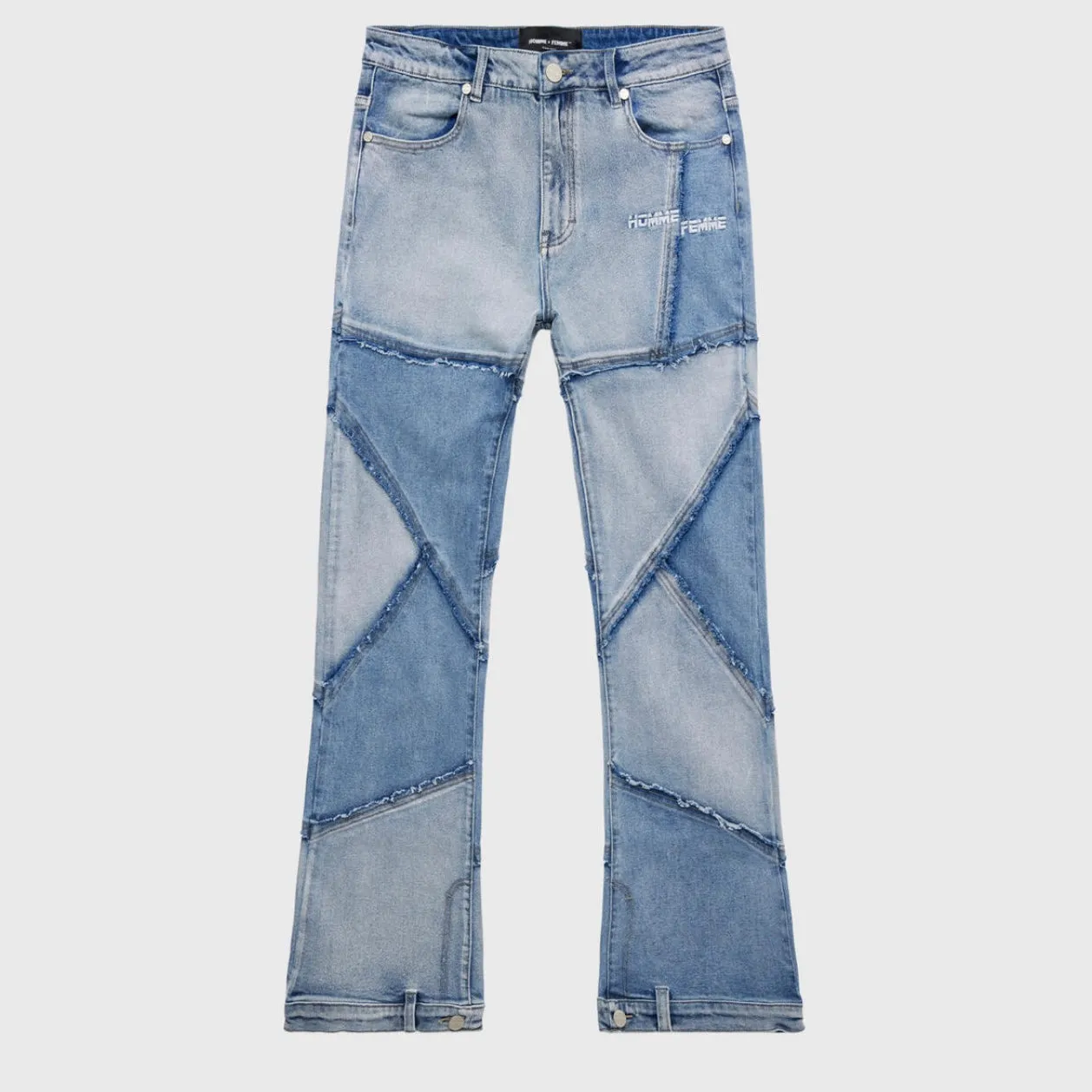 Homme Femme Reversed Stacked Jeans