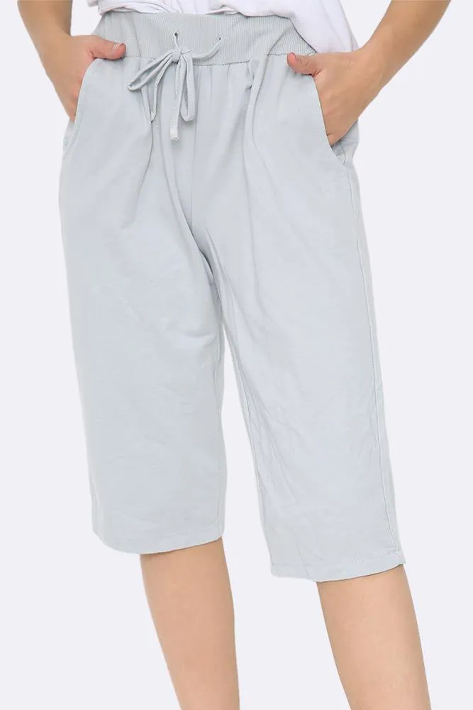 Italian Plain 3/4 Drawstring Pocket Trousers