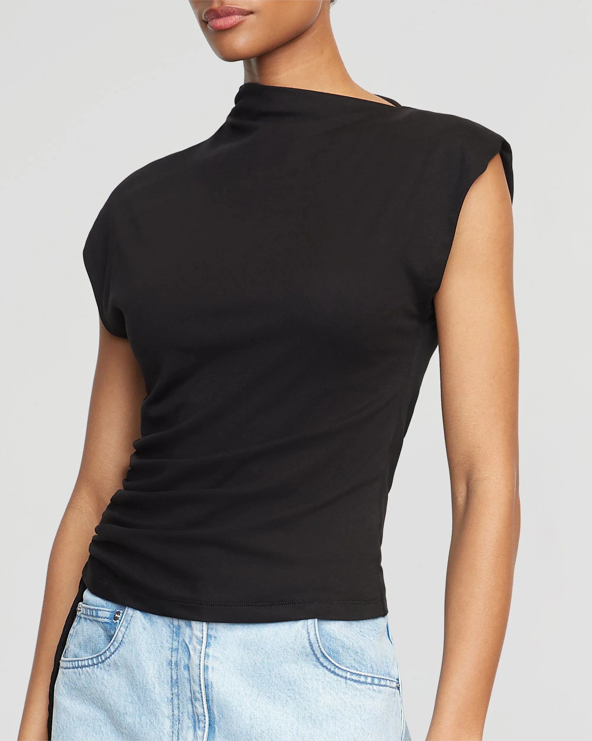 Jocelyn Asymmetric Ruched-Side Tee