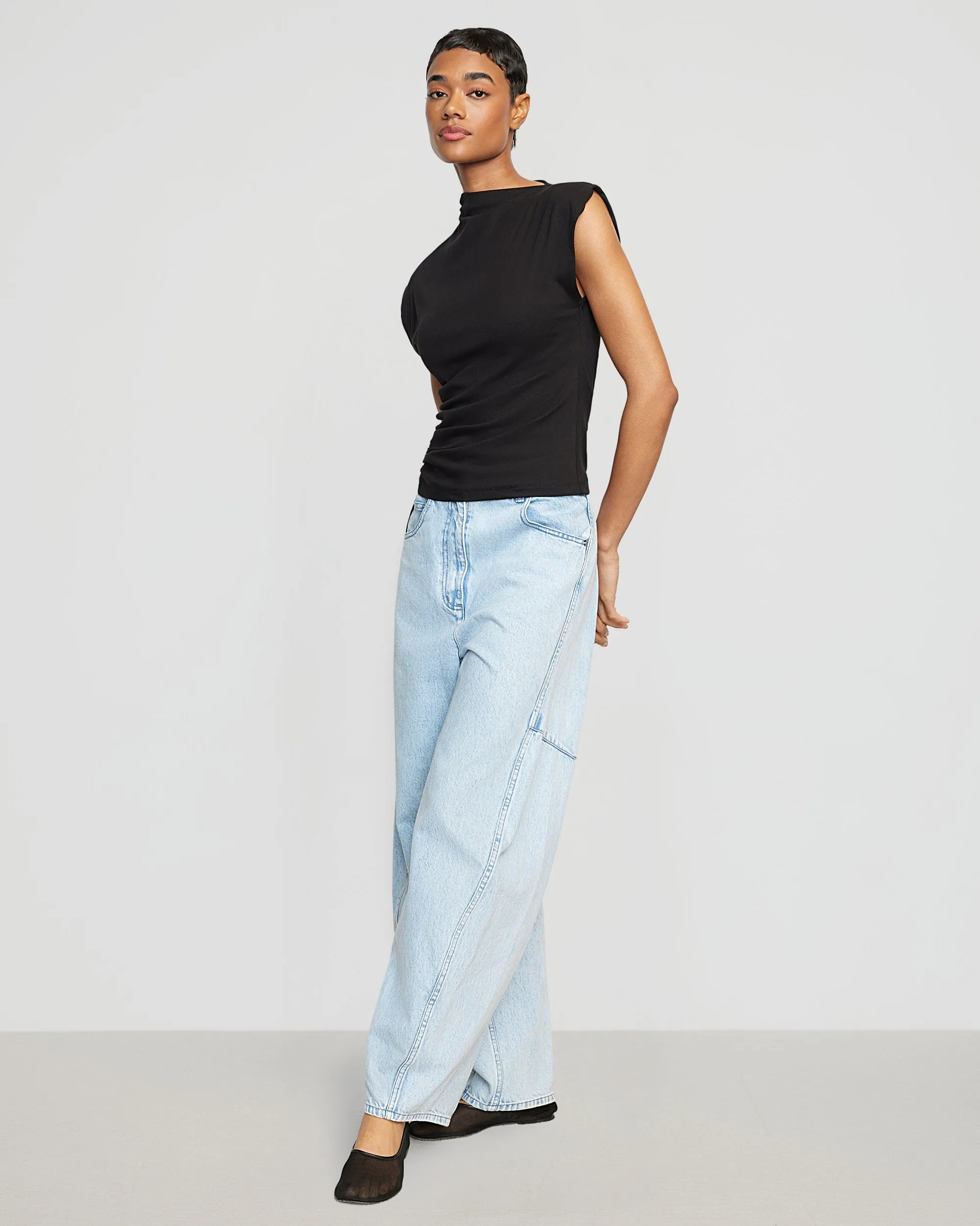 Jocelyn Asymmetric Ruched-Side Tee