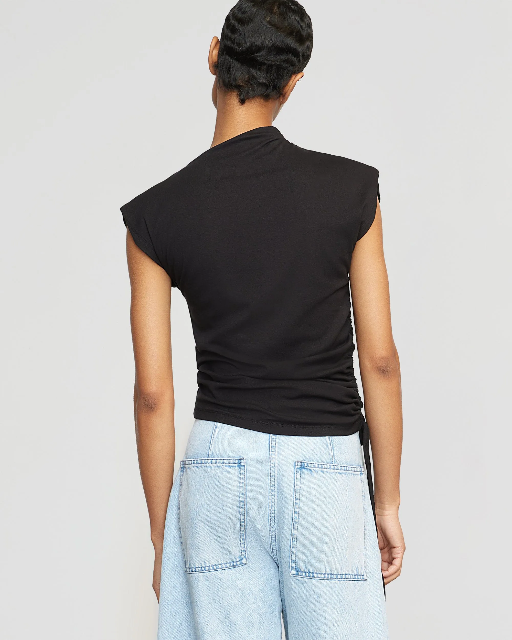 Jocelyn Asymmetric Ruched-Side Tee