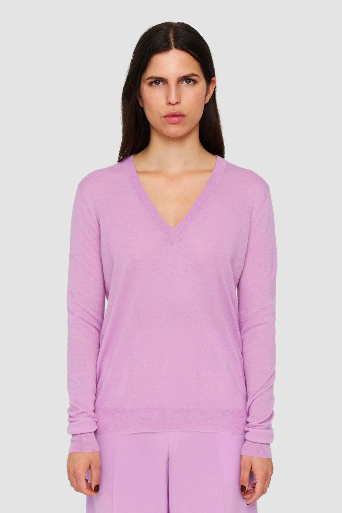 Joseph Cashair V-Neck Jumper - Begonia Pink