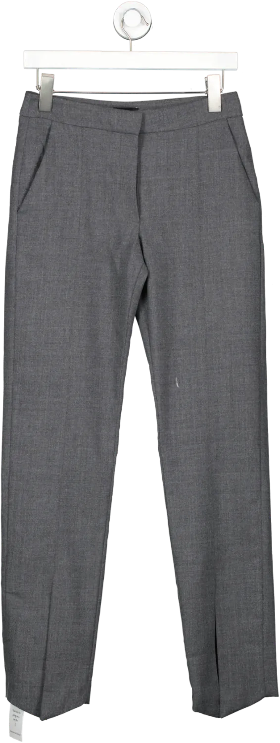 Karen Millen Grey Premium Wool Flannel Split Cuff Detail Slim Leg Trouser UK 6