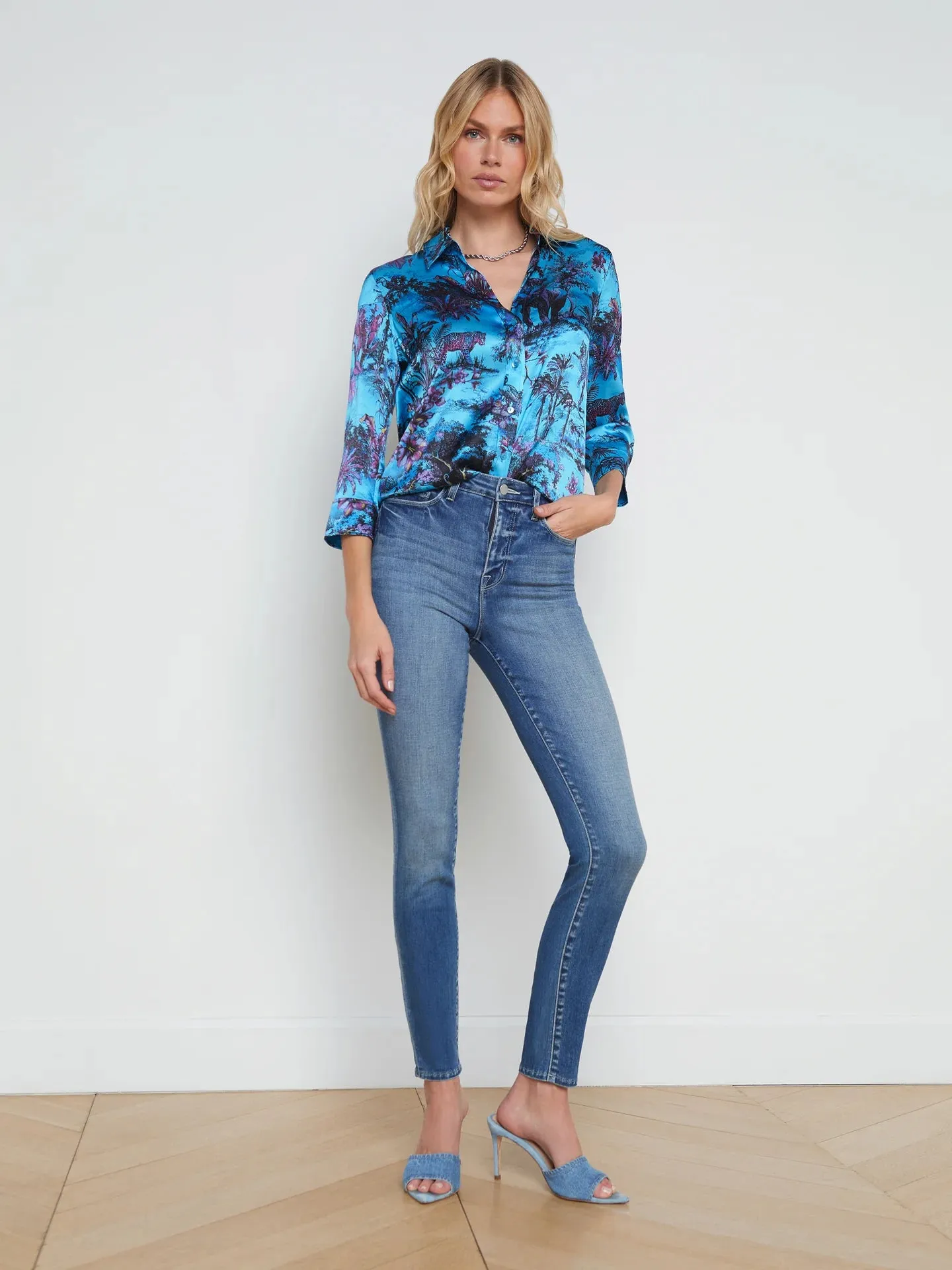 L’agence - Dani Blouse - Blue Multi Jungle Toile