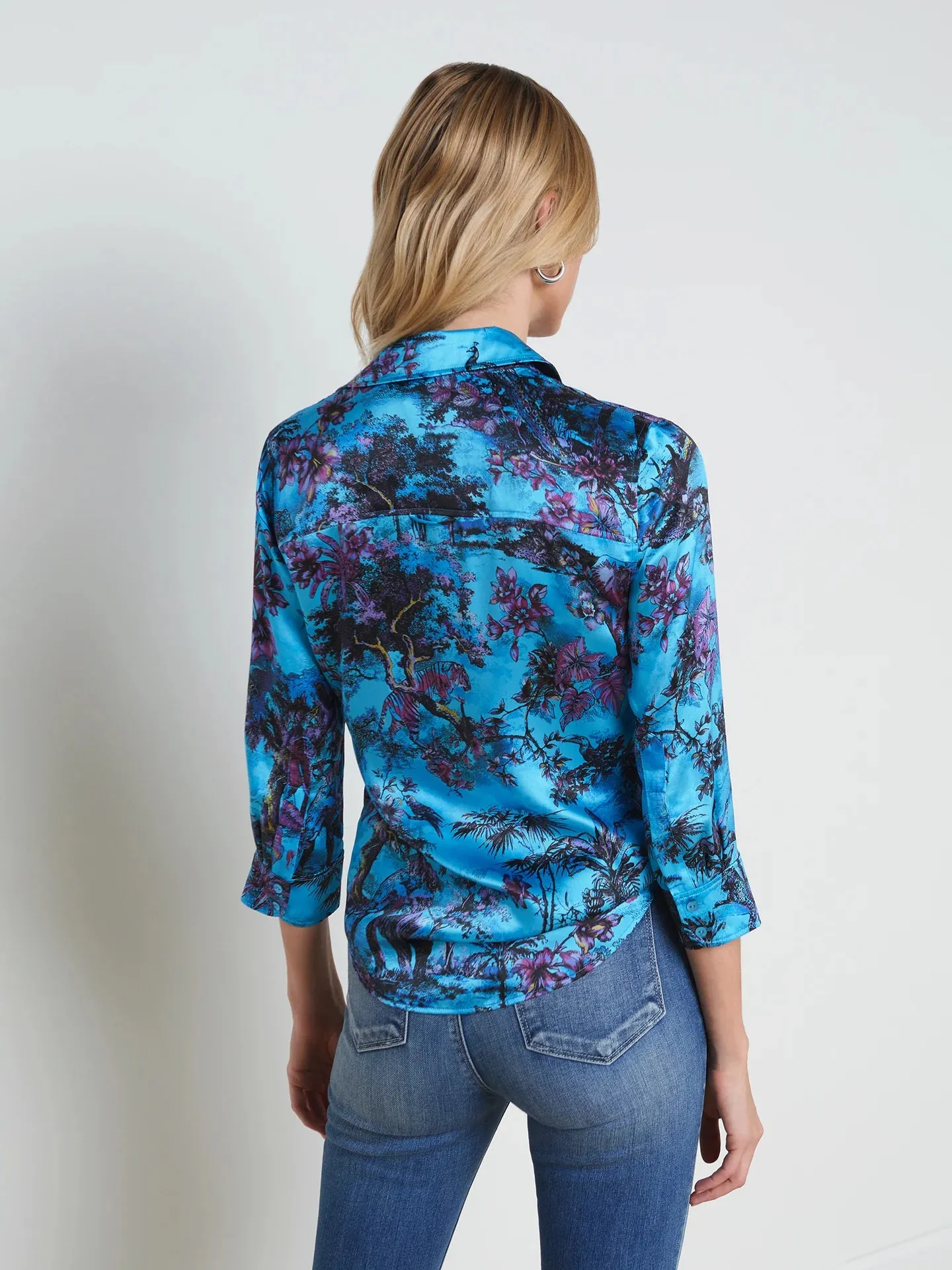 L’agence - Dani Blouse - Blue Multi Jungle Toile