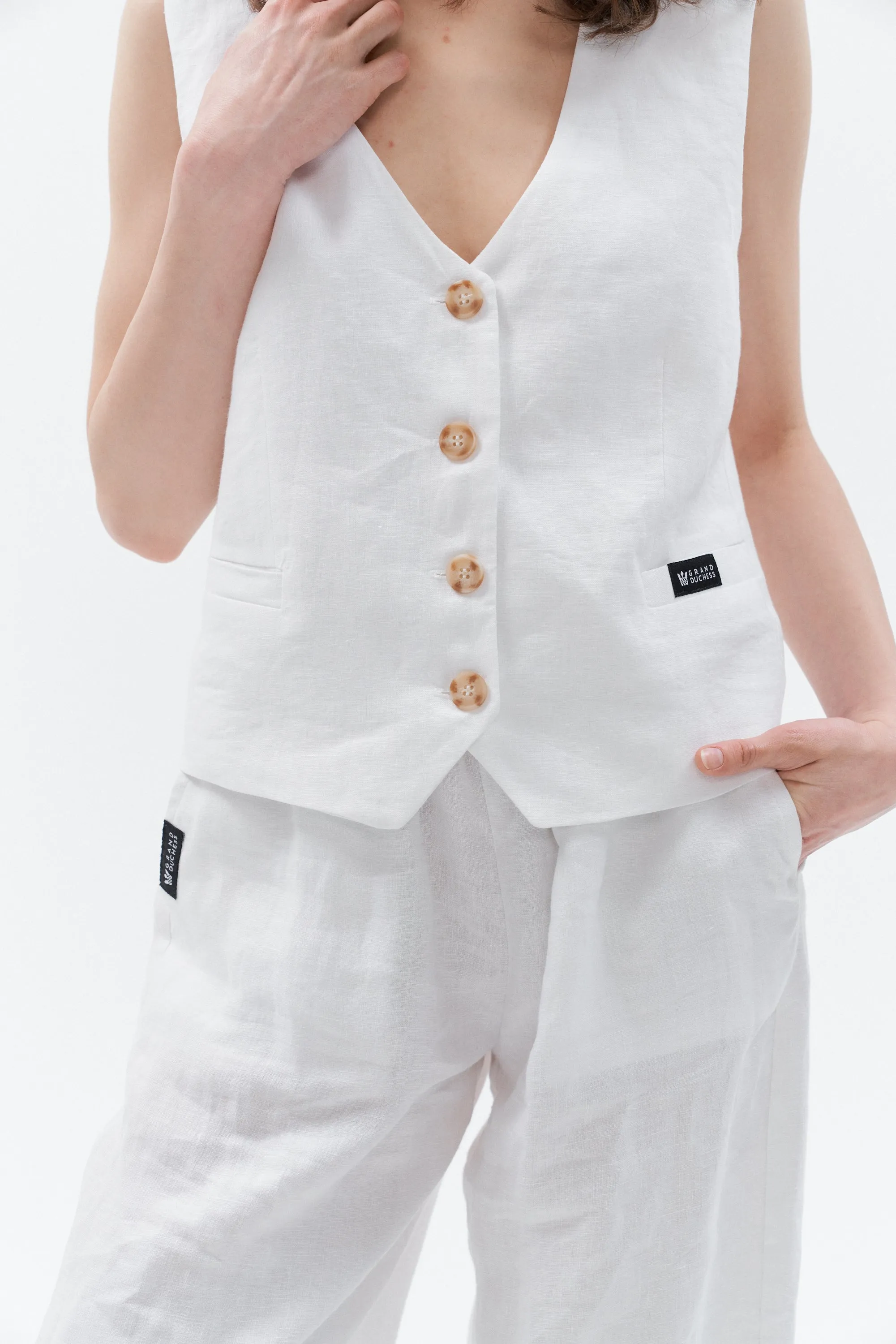 Linen waistcoat “Vesta” (Black&White)