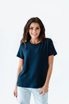 Maddy Textured Knit Top in Navy