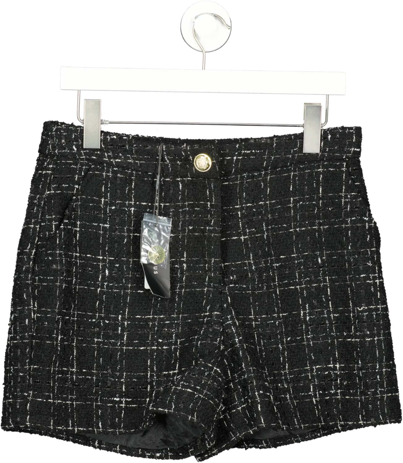 Matalan Black High Waist Tweed Shorts UK 10