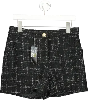 Matalan Black High Waist Tweed Shorts UK 10