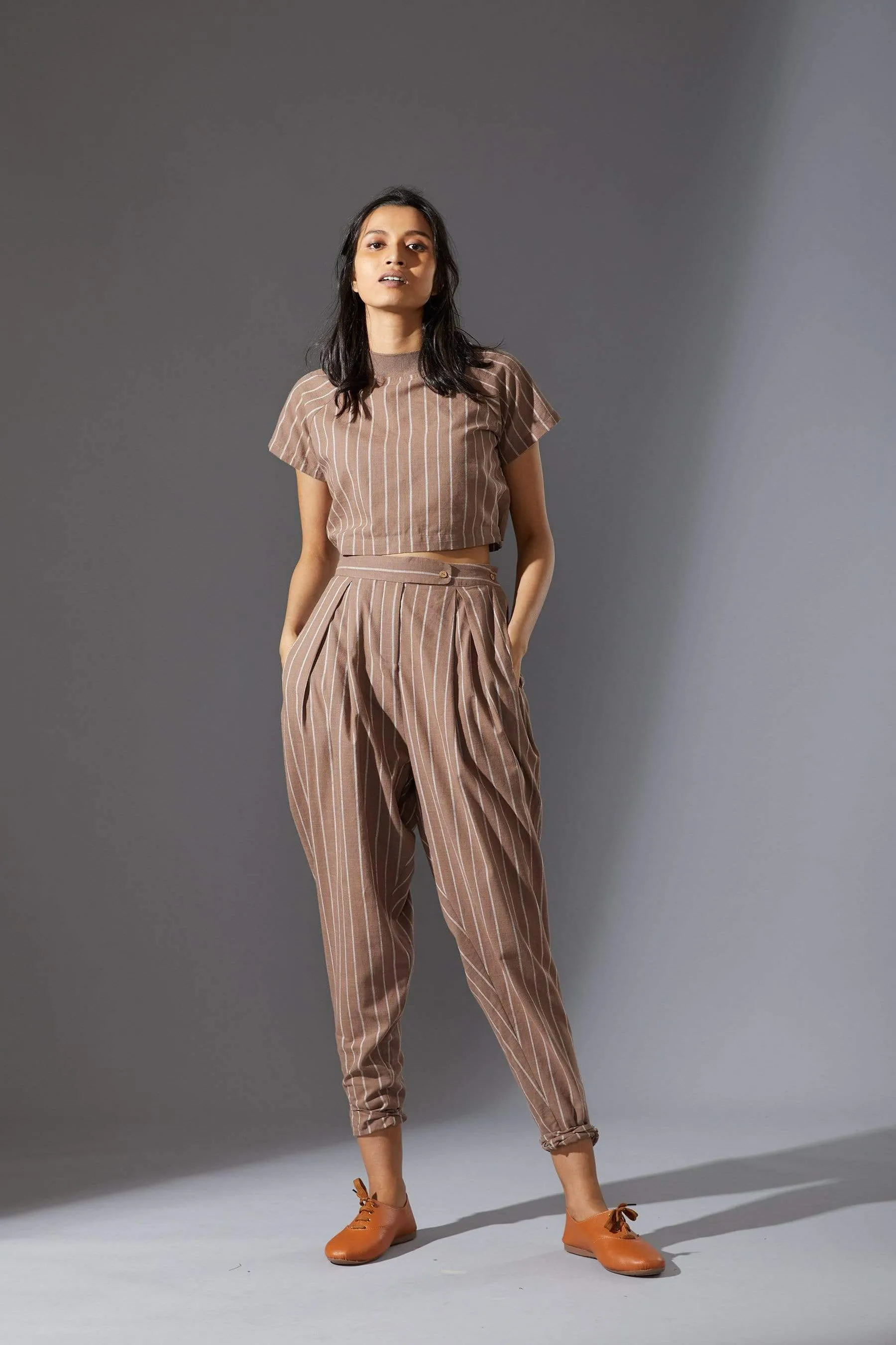 Mati New Aboli Beige & White Striped Pants (Ready to Ship)