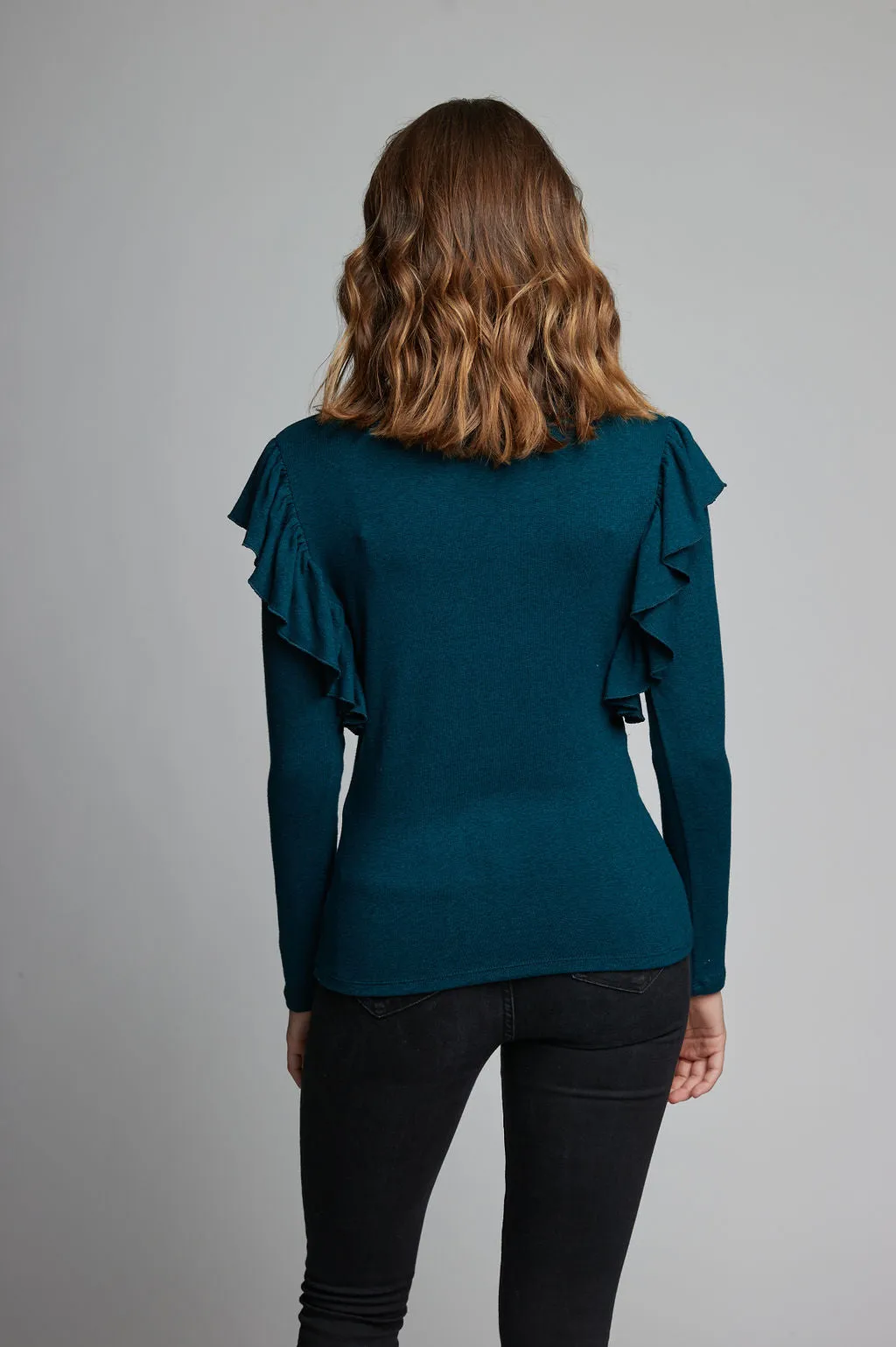 New! Long Sleeve Modal Ruffle Top