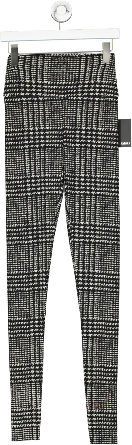 Norma Kamali Black Legging With Footie Plaid Tweed Print UK S