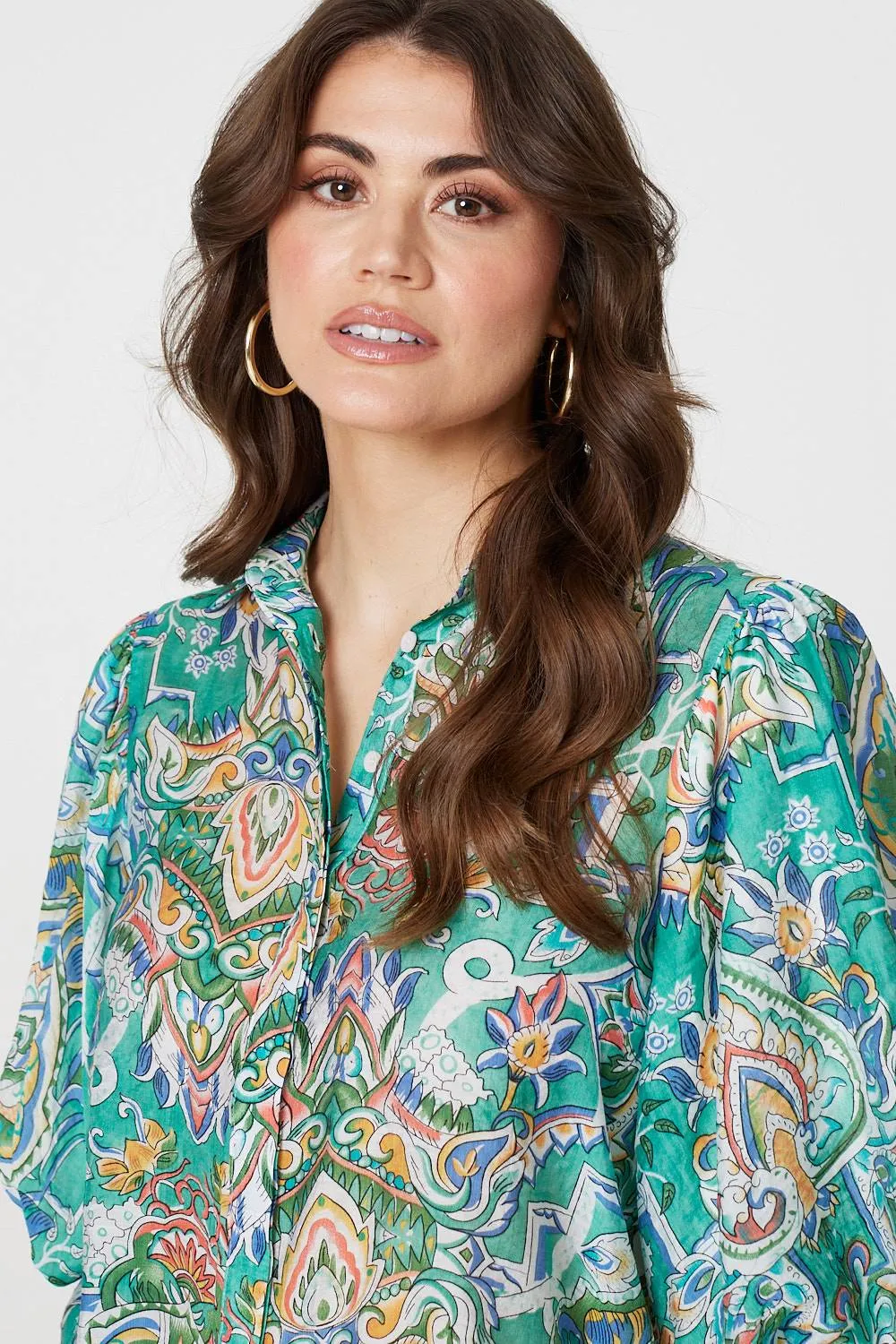 Printed Puff 1/2 Sleeve Shirt