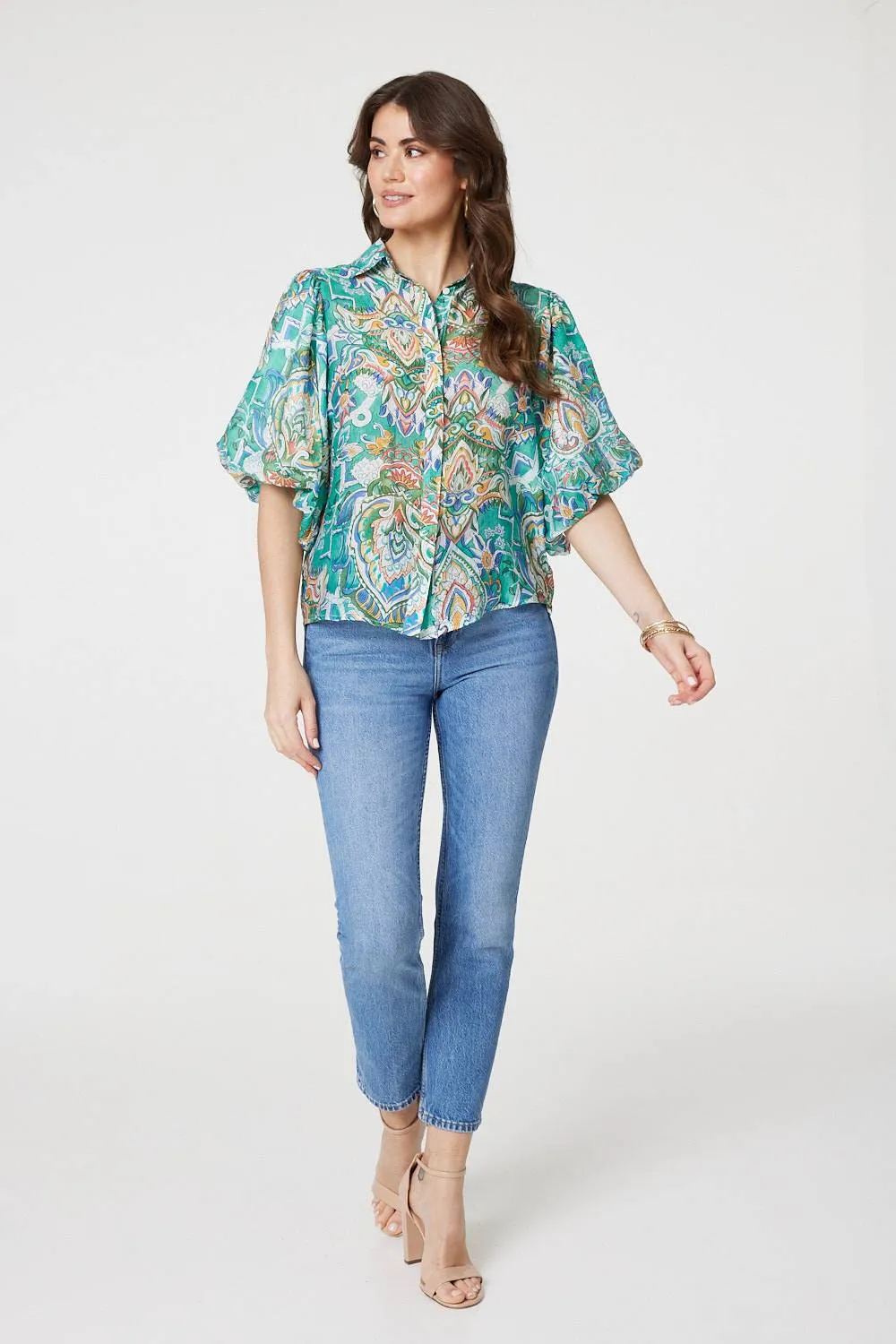 Printed Puff 1/2 Sleeve Shirt