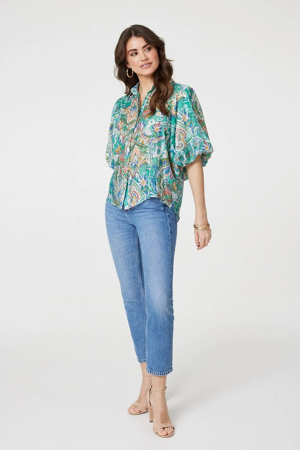 Printed Puff 1/2 Sleeve Shirt