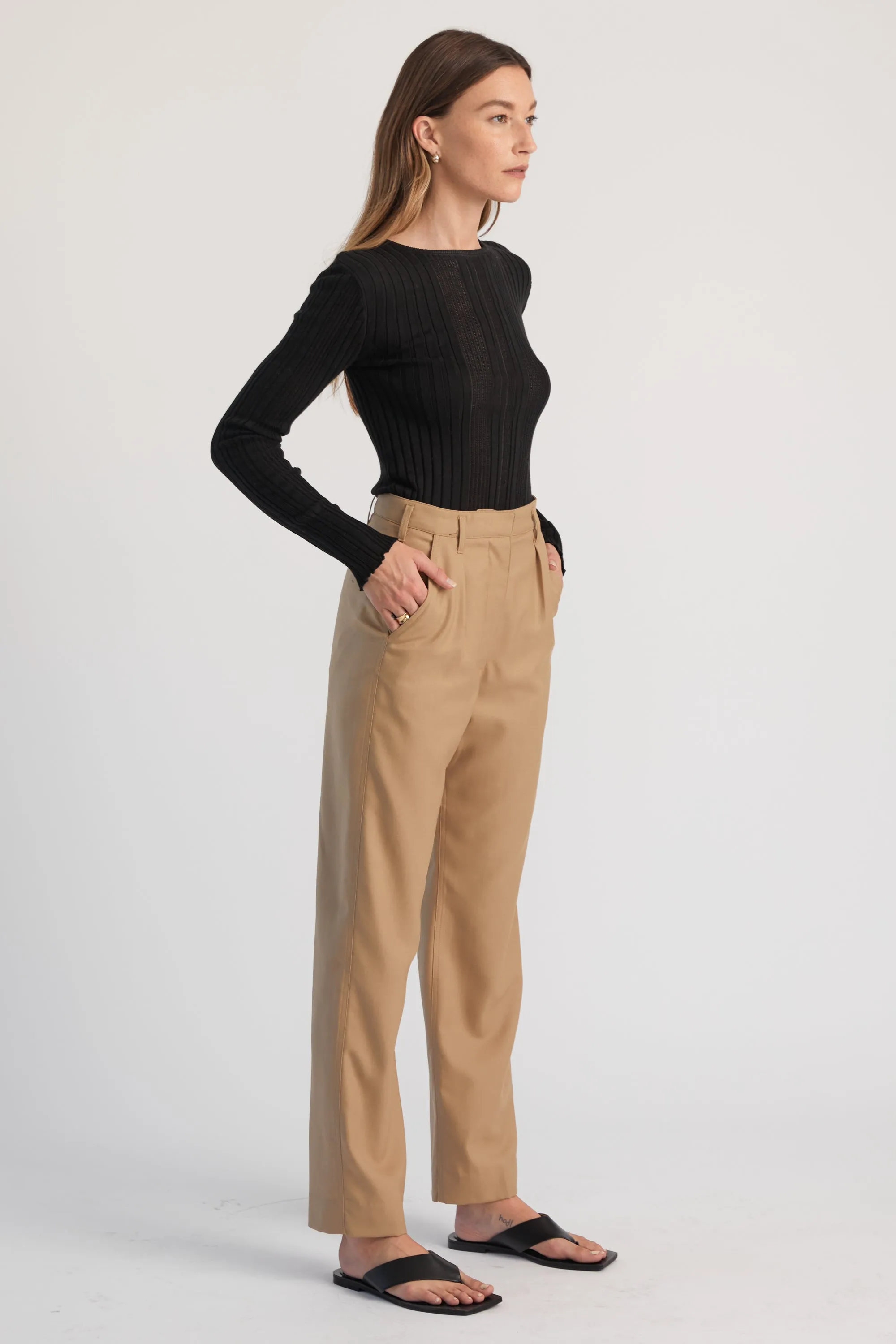 Ribbed Knit Long Sleeve Top