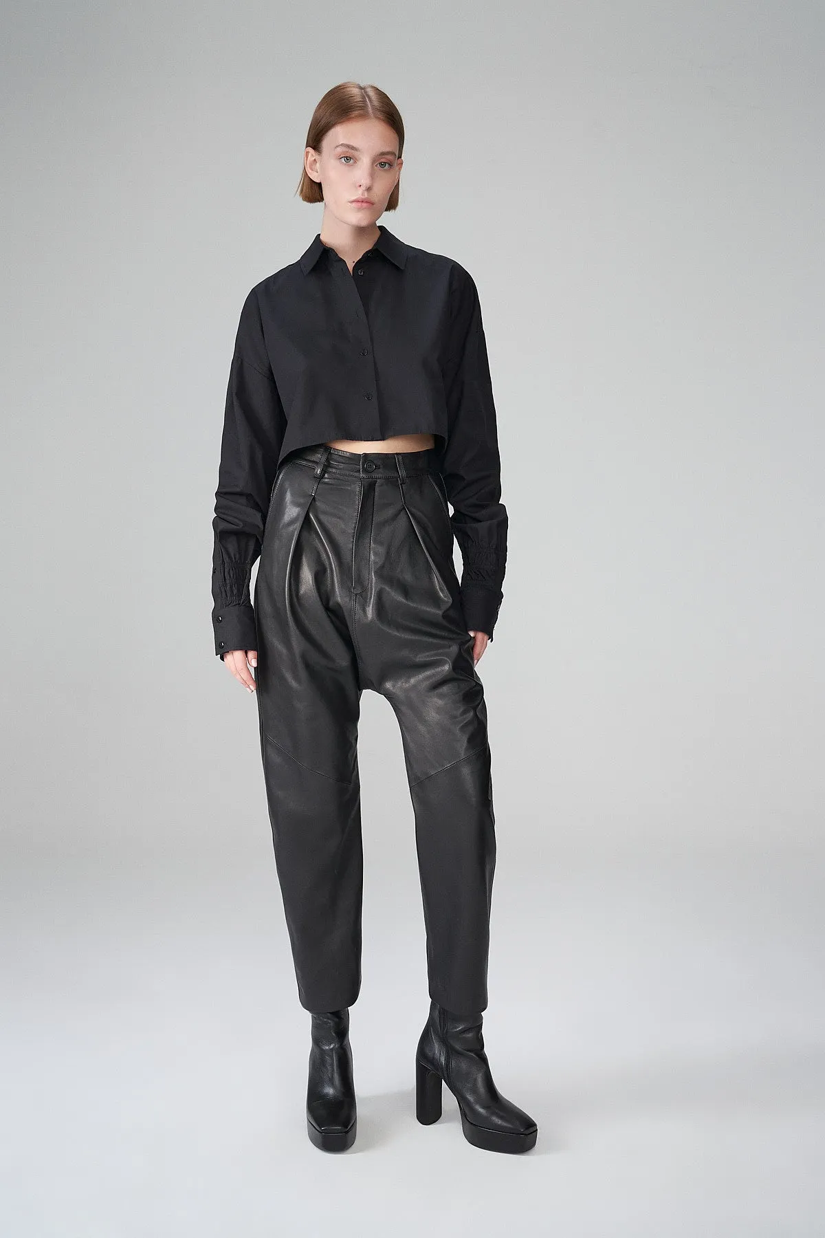 Sabrine - Black Leather Pants