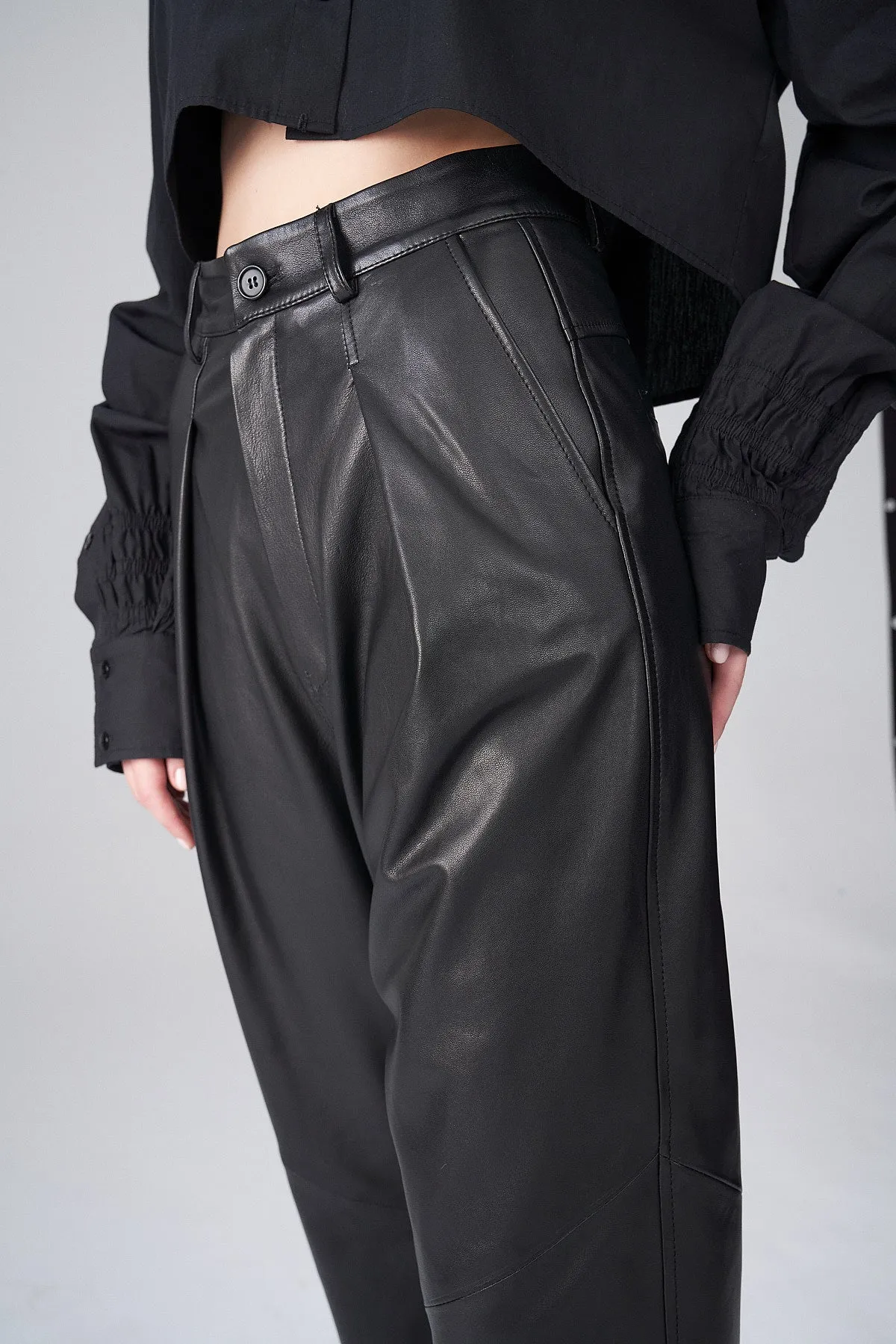 Sabrine - Black Leather Pants