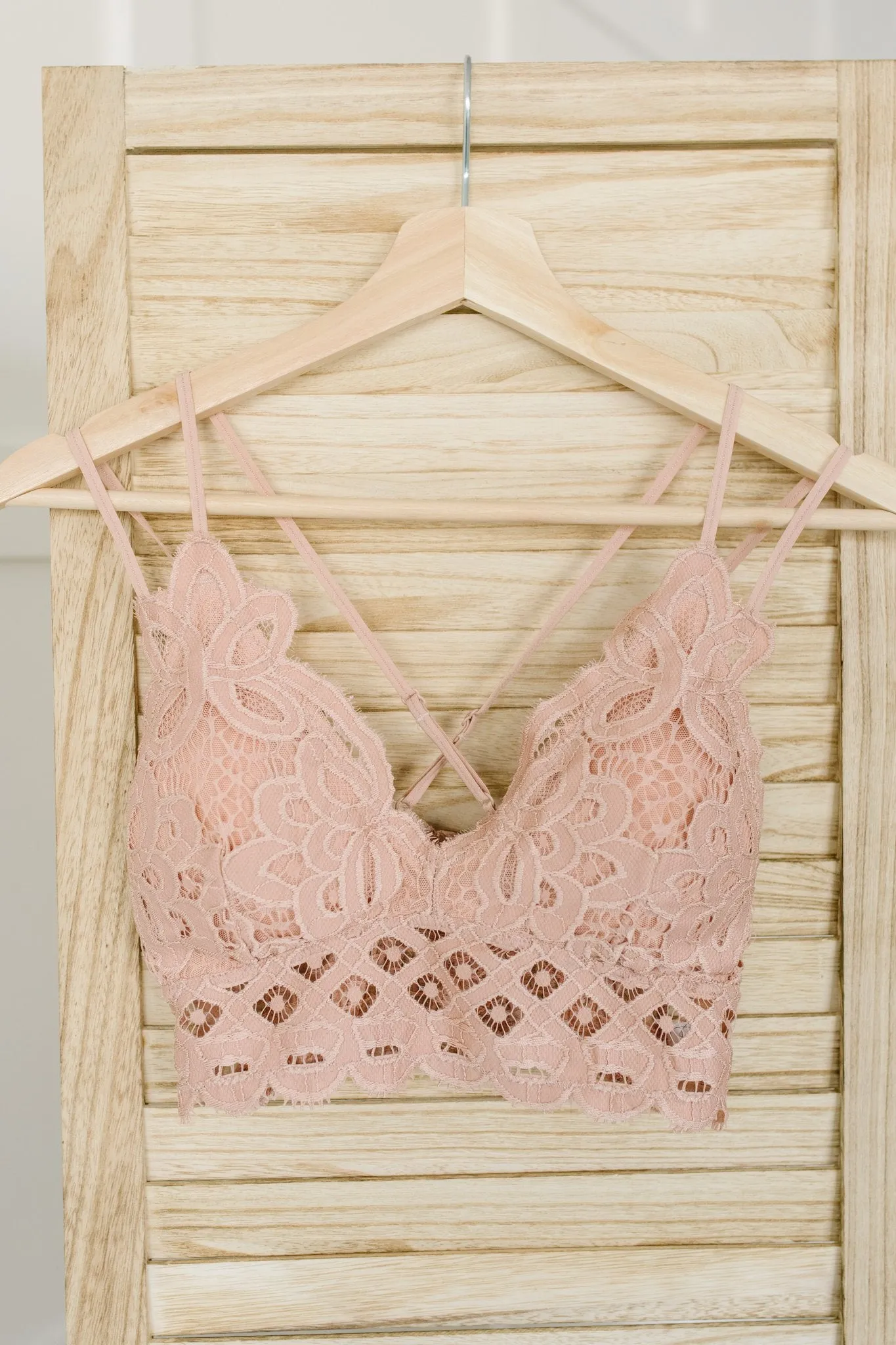 *Size M: Lacey and Layered Bralette in Misty Rose