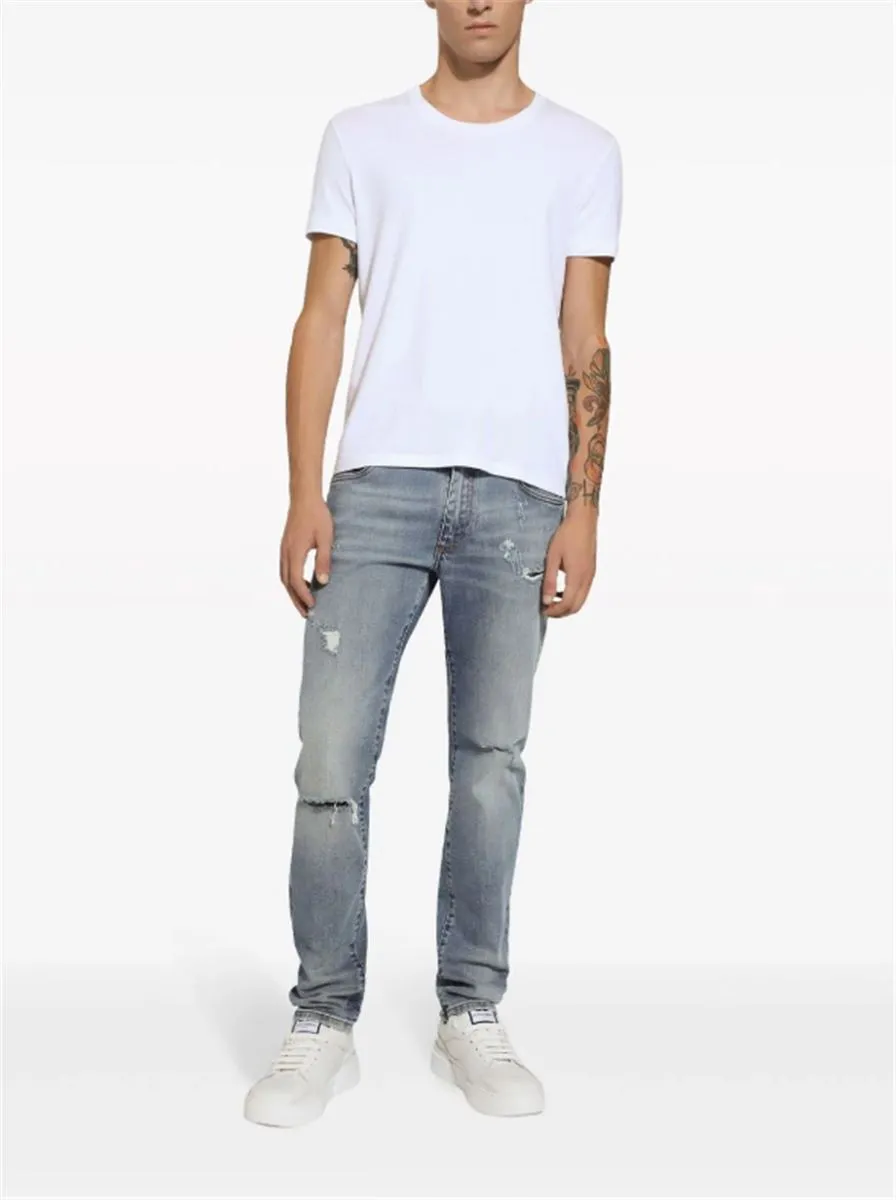 SLIM-CUT LOGO-PATCH JEANS