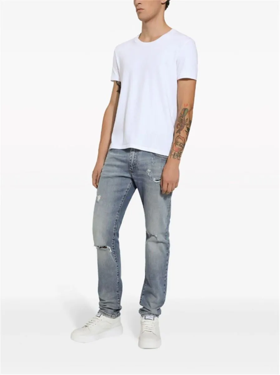 SLIM-CUT LOGO-PATCH JEANS