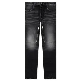 Slim Fit Denim W/ Zips - Black/White